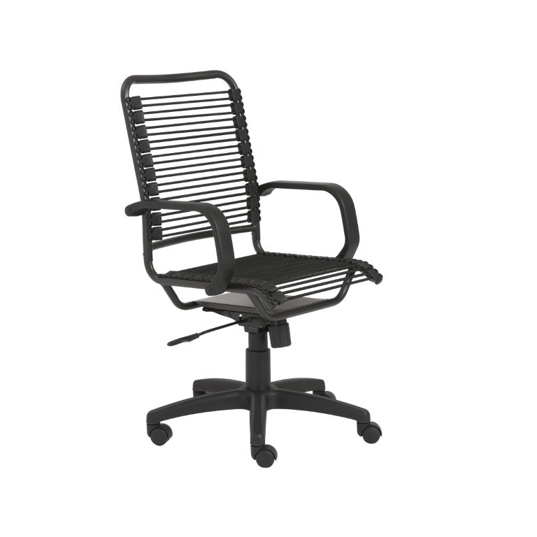 EuroStyle Bradley Bungee High Back Office Chair with Steel Frame and Contract Grade Support Black/Black 02548