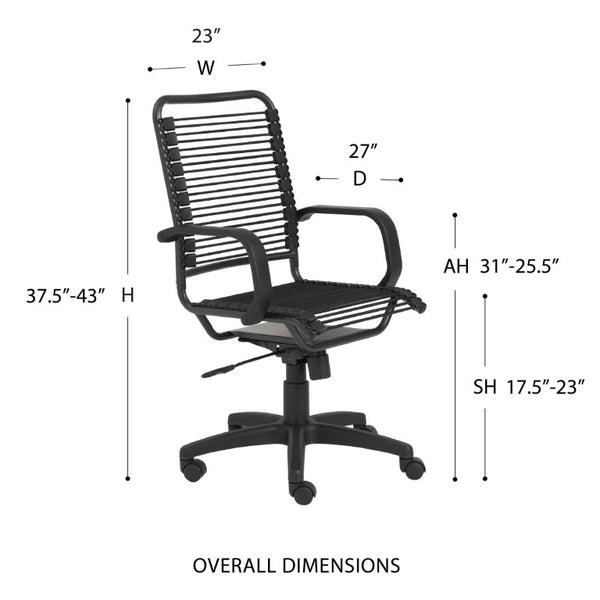 EuroStyle Bradley Bungee High Back Office Chair with Steel Frame and Contract Grade Support Black/Black 02548