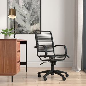 EuroStyle Bradley Bungee High Back Office Chair with Steel Frame and Contract Grade Support Black/Black 02548