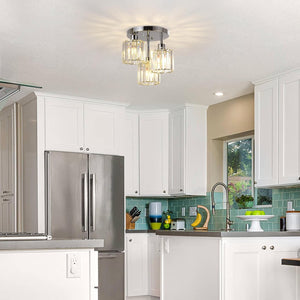 English Elm Semi Flush Rattan Ceiling Light 3-Light Boho Wicker Fixture Handwoven Lampshade Dimmable Cozy Ambience Silver W2738P185419