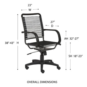 EuroStyle Bungie High Back Bungee Cord Office Chair with Airflow Seat and Steel Frame Black/Black 02551