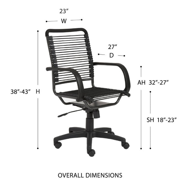 EuroStyle Bungie High Back Bungee Cord Office Chair with Airflow Seat and Steel Frame Black/Black 02551