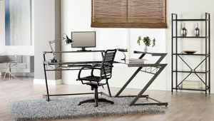 EuroStyle Bungie High Back Bungee Cord Office Chair with Airflow Seat and Steel Frame Black/Black 02551