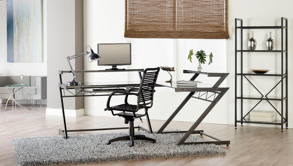 EuroStyle Bungie High Back Bungee Cord Office Chair with Airflow Seat and Steel Frame Black/Black 02551