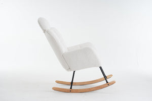 English Elm 055-teddy Plush Fabric Nursery Glider with High Back Support and Modern Rocking Base W527P228306