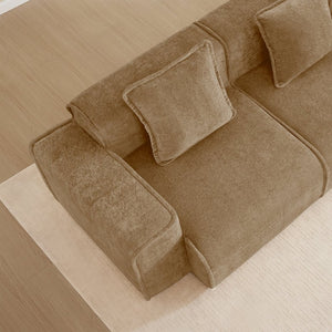 English Elm Streamlined Modular U-shape Sectional Velvet Sofa with Cloud Comfort and Movable Ottomans Brown W3041S00377
