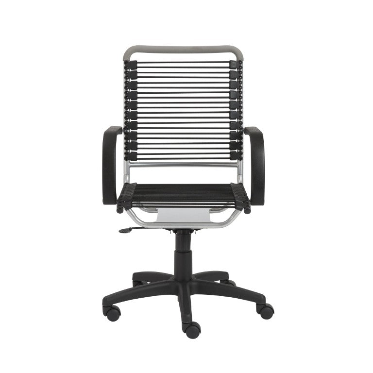 EuroStyle Bungie High Back Bungee Cord Office Chair with Airflow Seat and Steel Frame Black/Aluminum 02556