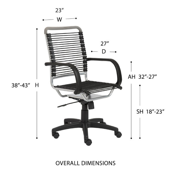 EuroStyle Bungie High Back Bungee Cord Office Chair with Airflow Seat and Steel Frame Black/Aluminum 02556
