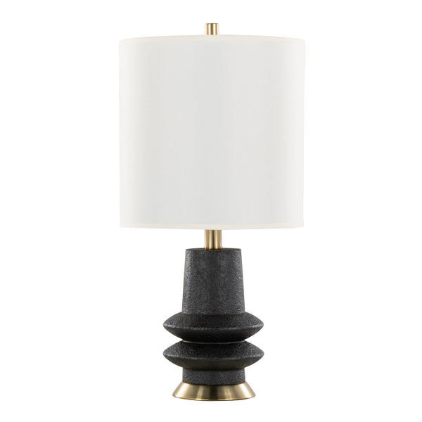 English Elm Lloyd 26" Set Of 2 Contemporary Table Lamps - Matte Black Base, Brass Accents & White Linen Shade B202P224002