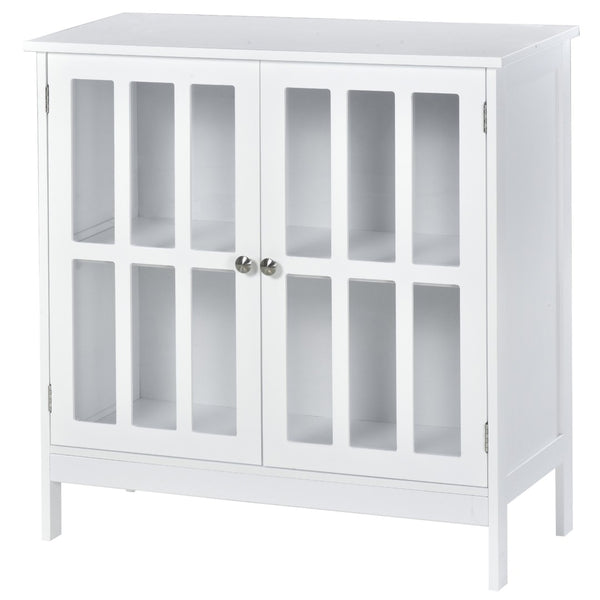 English Elm Contemporary Two Door Buffet Cabinet with Acrylic Panels and Elevated Legs for Any Room T3971P388883