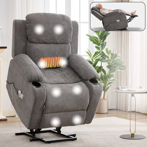 English Elm Infinite Power Lift Recliner with Massage Heat Usb Port and Cup Holders for Seniors W5029P388738