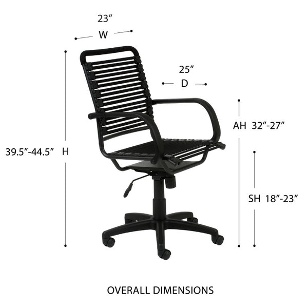 EuroStyle Bungie High Back Bungee Cord Task Chair with Airflow Seat and Steel Frame Support 02570BLK