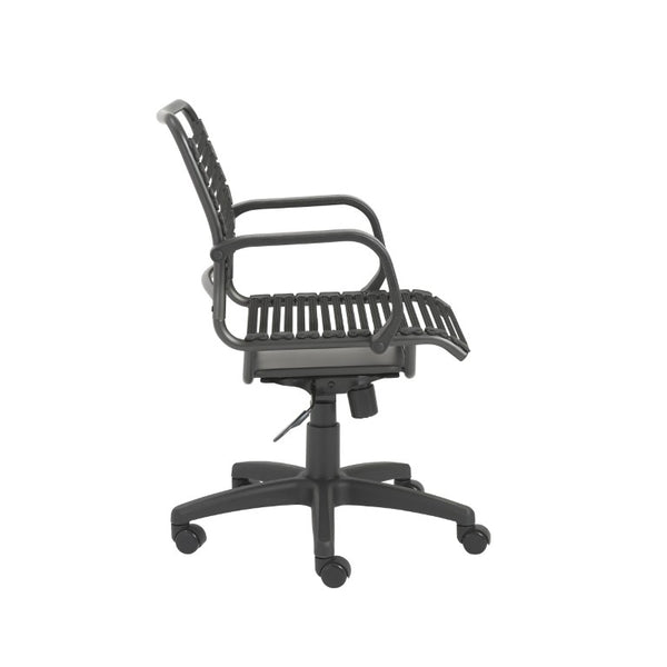 EuroStyle Bungie Bungee Cord Mid Back Office Chair Ventilated Seat Graphite Steel Frame 450 Lb 02572BLK