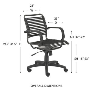 EuroStyle Bungie Bungee Cord Mid Back Office Chair Ventilated Seat Graphite Steel Frame 450 Lb 02572BLK