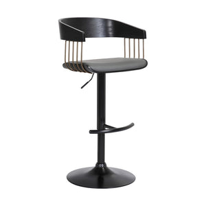 English Elm Larisa Adjustable Swivel Barstool Gray Faux Leather Seat Industrial Metal Frame B2736P464844