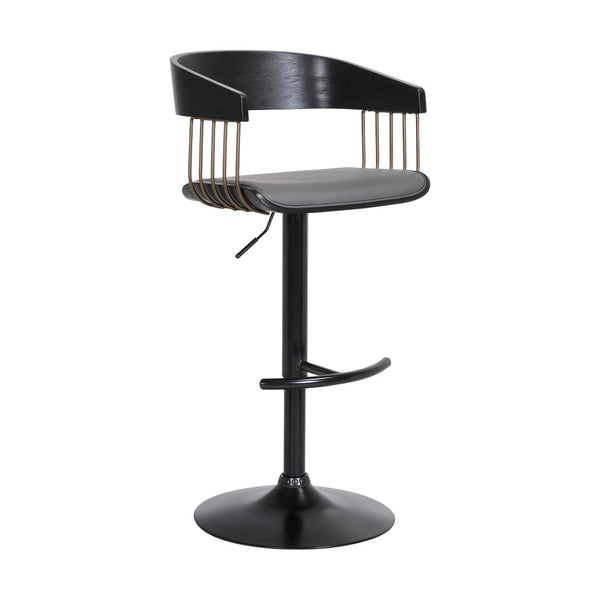 English Elm Larisa Adjustable Swivel Barstool Gray Faux Leather Seat Industrial Metal Frame B2736P464844