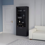 Modern Black Bar Cabinet Nixon with Bottle & Glass Storage, Elegant Living Room Furniture - 29.5