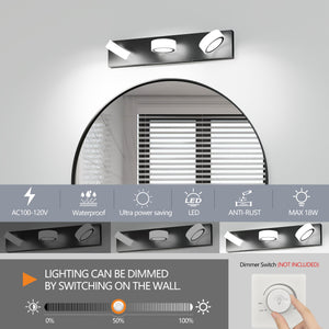 English Elm LED Modern 21" Vanity Light Black Base 3-LED Dimmable Remote Acrylic Shade Matte Finish W2312P374884