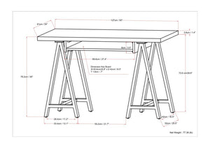 English Elm Sawhorse Retro-Industrial Small Desk - Handcrafted Walnut Veneer With Metal Legs For Modern Spaces B136P159594-GIGA