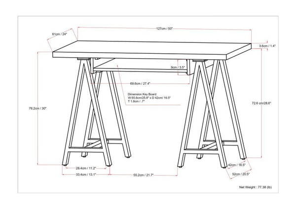 English Elm Sawhorse Retro-Industrial Small Desk - Handcrafted Walnut Veneer With Metal Legs For Modern Spaces B136P159594-GIGA