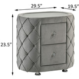 English Elm Grey Upholstered 2-Drawer Nightstand