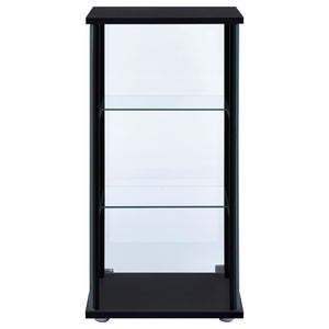 English Elm Callie Black Glass Curio Cabinet with 3 Shelves - Sleek Tempered Glass Door, Stylish Storage Display B062P328663