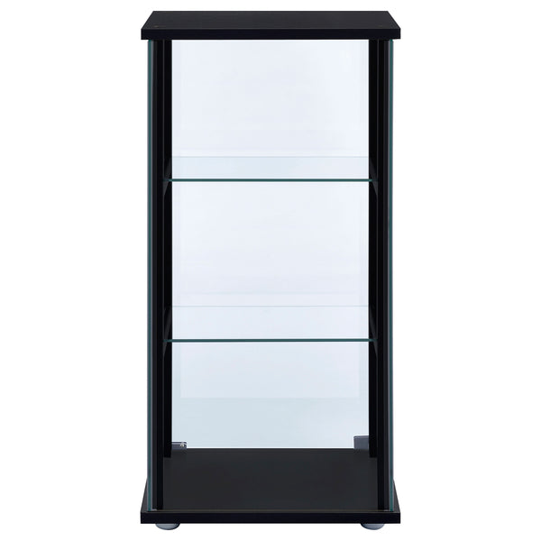 English Elm Callie Black Glass Curio Cabinet with 3 Shelves - Sleek Tempered Glass Door, Stylish Storage Display B062P328663