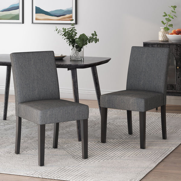 English Elm Christopher Knight Home® - DINING Chair Set of 2 with Upholstered Fabric Seats and Rubberwood Tapered Legs for Modern Homes Charcoal 69410.00CHAR