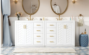 English Elm 72'' Modern Bathroom Vanity Set With Ceramic Sink, Solid Wood Frame, Soft-Close Drawers & Doors N710SS00013K