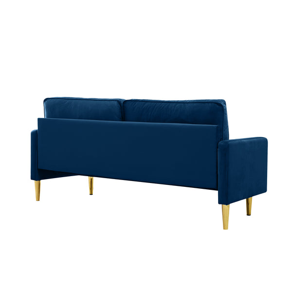 English Elm 65-inch minimalist velvet loveseat with gold metal legs, thick cushions, solid pine frame, 800lb capacity Navy W2795P247594