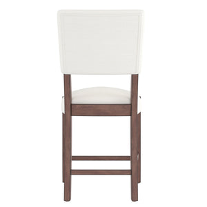 English Elm 5-Piece Counter Height Dining Set with Faux Marble Top and Upholstered Seats, Mid-Century Pub Charm Beige+White N752S000086A