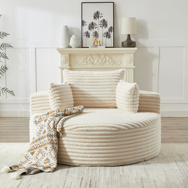 English Elm 55'l Corduroy Sleeper Chair Fluffy Lounge Seat for Bedroom or Media Room W834P413053