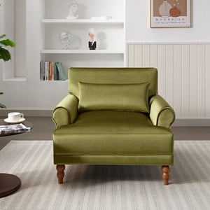 English Elm Mirod Oversized Polyester Accent Chair with Column Legs and Ergonomic Lumbar Support Green N760S0000028C