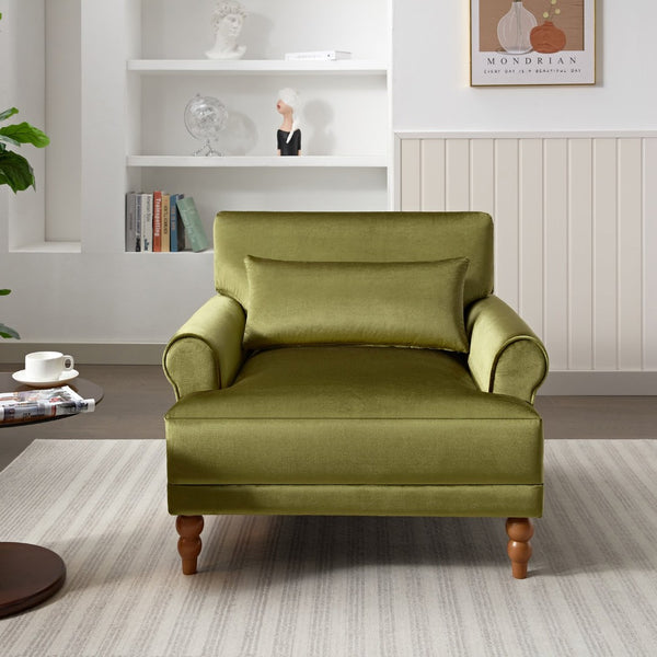 English Elm Mirod Oversized Polyester Accent Chair with Column Legs and Ergonomic Lumbar Support Green N760S0000028C
