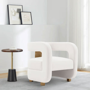 English Elm Amirah Velvet Lounge Chair White — Luxurious Velvet, Brushed Gold Legs, Pine Frame, 440 lb Capacity, Ready-Use B365P397990