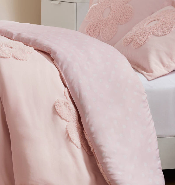 English Elm 3-piece Tufted Chenille Floral Duvet Set Reversible Textured Polyester Bedding B035P408216