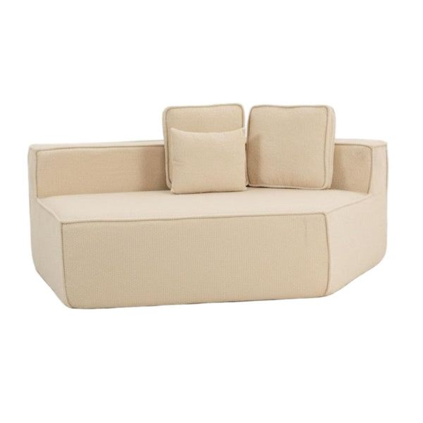 English Elm Beige Teddy Fleece Modular Floor Lounge Chair Foam Cushioned Cozy Dorm Living Room W3326P354557