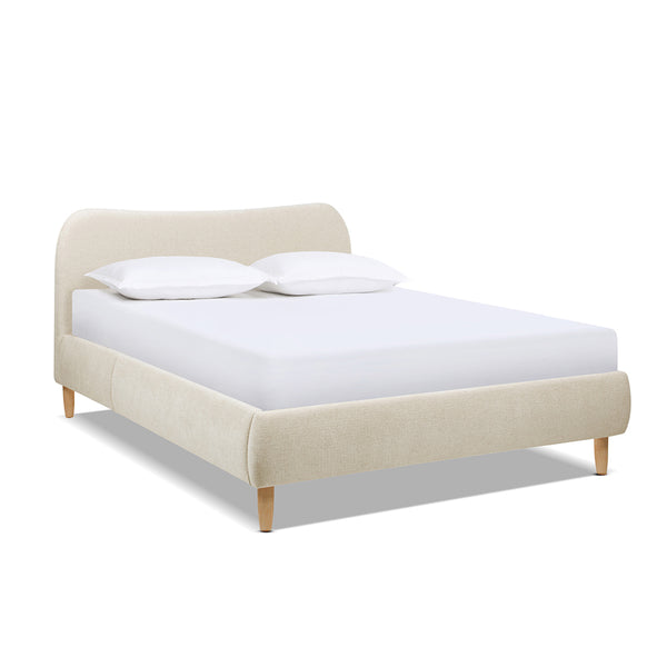 English Elm Jennifer Taylor Home - Roman Curved Headboard Upholstered Queen Bed In Oatmeal Beige Chenille - Chic, Eco-Friendly Design! B2719P353142