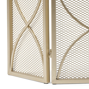 English Elm Christopher Knight Home® - FIRE Gold Iron Fireplace Screen 32.5x24.75 Inch Decorative Heat-Resistant Protective Cover, Elegant 65182.00GLD