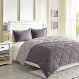 Madison Park Essentials Larkspur Casual 3M Scotchgard Diamond Quilting Reversible Down Alternative Comforter Set MPE10-616 Charcoal/Grey