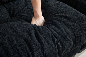 English Elm Casual 3-Seater Chenille Sofa In Black - Modern Pleated Design For Luxurious Comfort & Style W2100S00315