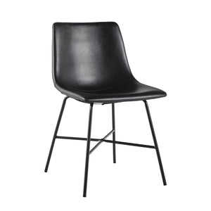 English Elm Walker Edison - Modern PU Upholstered Dining Chair Set of 2 – Black Faux Leather, Metal X Base, Adjustable Levelers, Easy-Clean Stylish Seating B185P168958