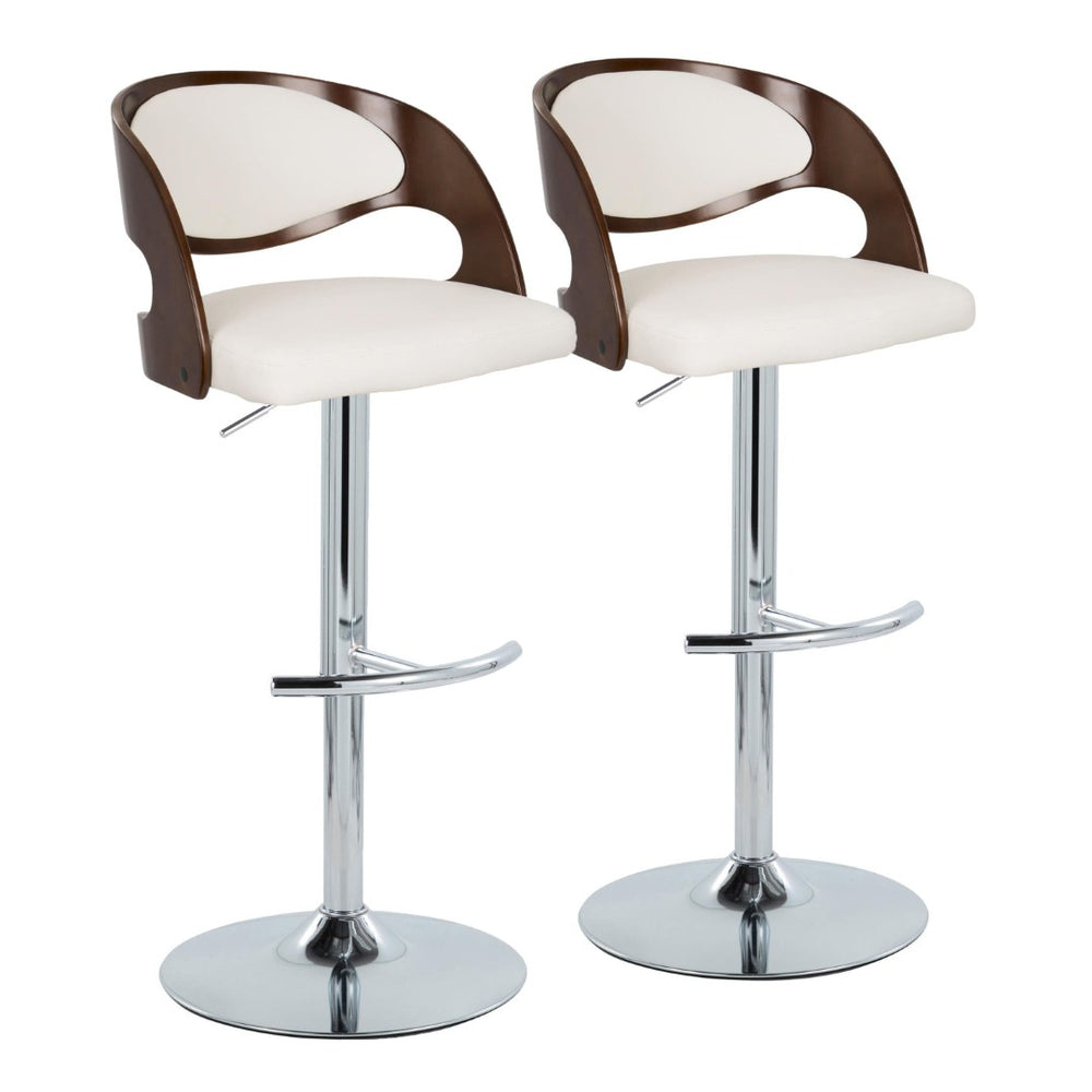 English Elm Pino Mid-Century Modern Adjustable Barstool Set Of 2 With Chrome Base & Faux Leather Seat - Stylish & Functional B202S00990-GIGA