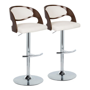 English Elm Pino Mid-Century Modern Adjustable Barstool Set Of 2 With Chrome Base & Faux Leather Seat - Stylish & Functional B202S00990-GIGA