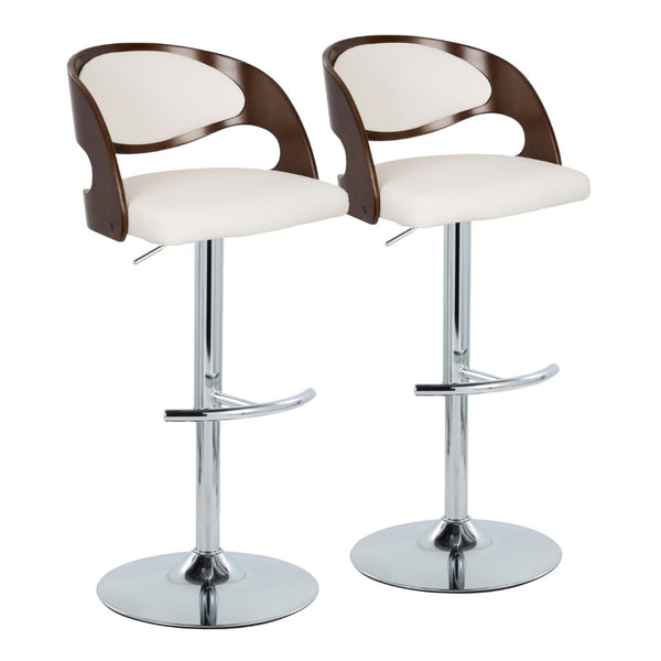 English Elm Pino Mid-Century Modern Adjustable Barstool Set Of 2 With Chrome Base & Faux Leather Seat - Stylish & Functional B202S00990-GIGA