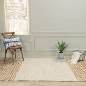 Alora Decor Bali Hand-Woven 100% Jute Rug With Subtle Dhurrie Pattern, Beige Boho Texture For Versatile Rooms 5' x 7'6" 02602610204550576