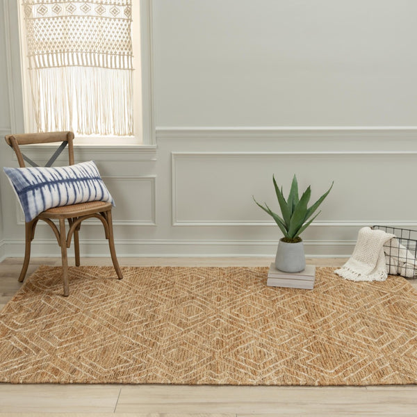 Alora Decor Bali Hand-Woven Jute Rug — Natural Beige Dhurrie Texture, Reversible Durable Boho Accent Rug 5' x 7'6" 02602610555040576