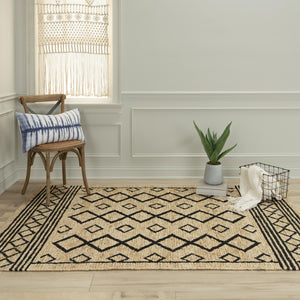 Alora Decor Bali Hand‑Woven Beige & Black Jute Rug — Reversible Dhurrie Texture, Durable Low‑Profile Boho Decor 9' x 12' 02602610604060912