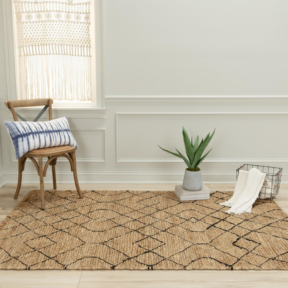 Alora Decor Bali Hand‑Woven 100% Jute Rug — Bohemian Neutral Texture With Hand‑Serged Edges For Layering Decor 10' x 14' 02602610700551014