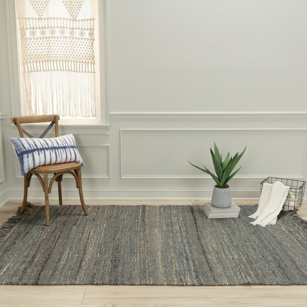 Alora Decor Bali Hand-Woven Gray Jute Dhurrie Rug — Sustainable Boho Texture, Low-Profile Durable Foundation 9' x 12' 02602610900330912